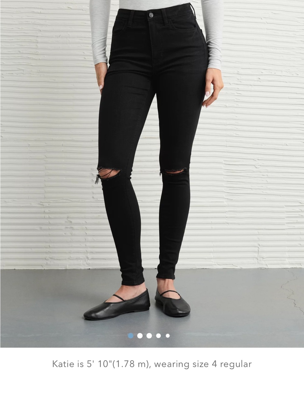 American Eagle Outfitters Black High-Rise Skinny Jeans with Knee Rips